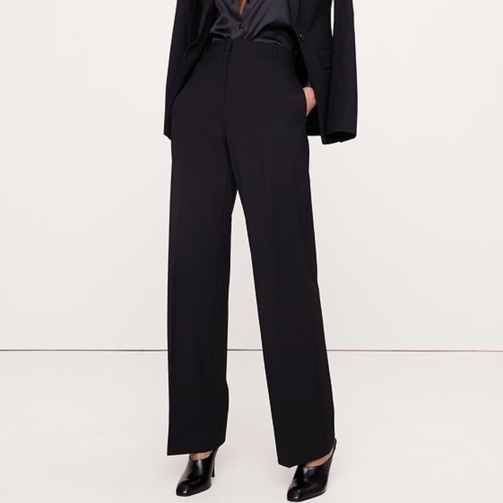 Banana Republic Ultra High-Rise Modern Straight Italian Wool Pant Black 14